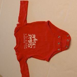 Red onesie baby 3 mths.long sl Christmas silent night sleep shirt snap bottom